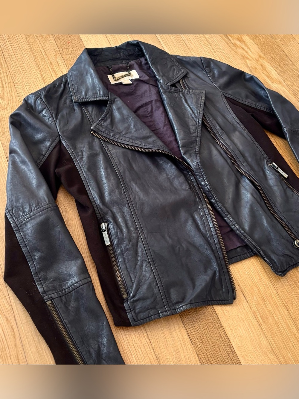 Michael Michael Kors Vintage Moto Leather Jacket Brown Size 6 Y2K Rare